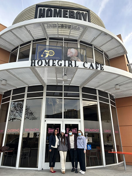 HHousing Law and Policy Clinic Director, Deepika Sharma, poses with HLPC students at Homeboy Industries.